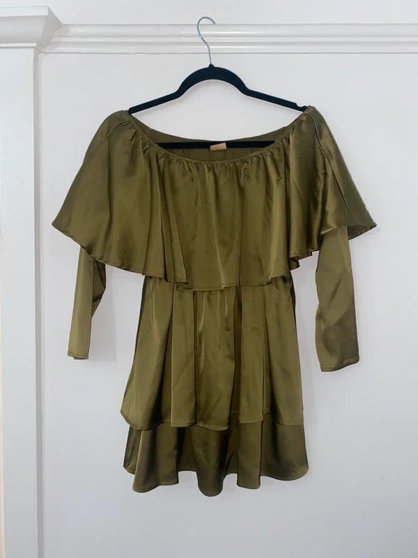 Never Fully Dressed Never fully dressed Green silk layered dress / top