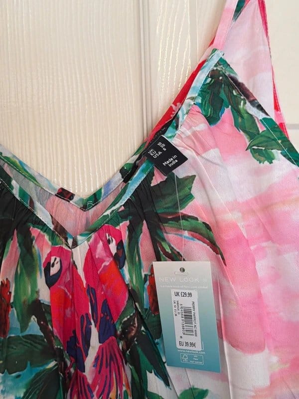 New Look Green Floral Strappy Beach Maxi Dress Size 10 - 1