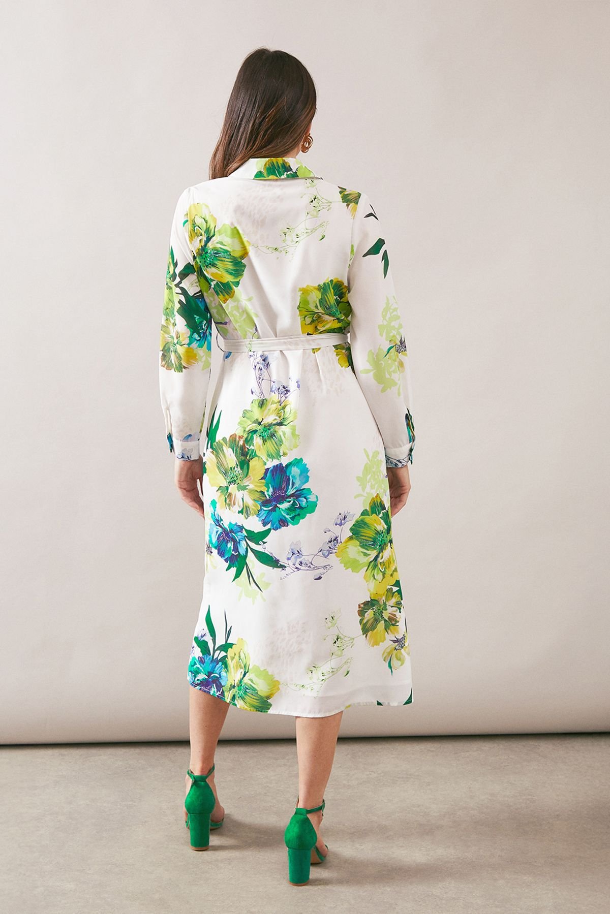 Wallis Wallis Women's Premium Floral Belted Shirt Dress in Ivory - 3