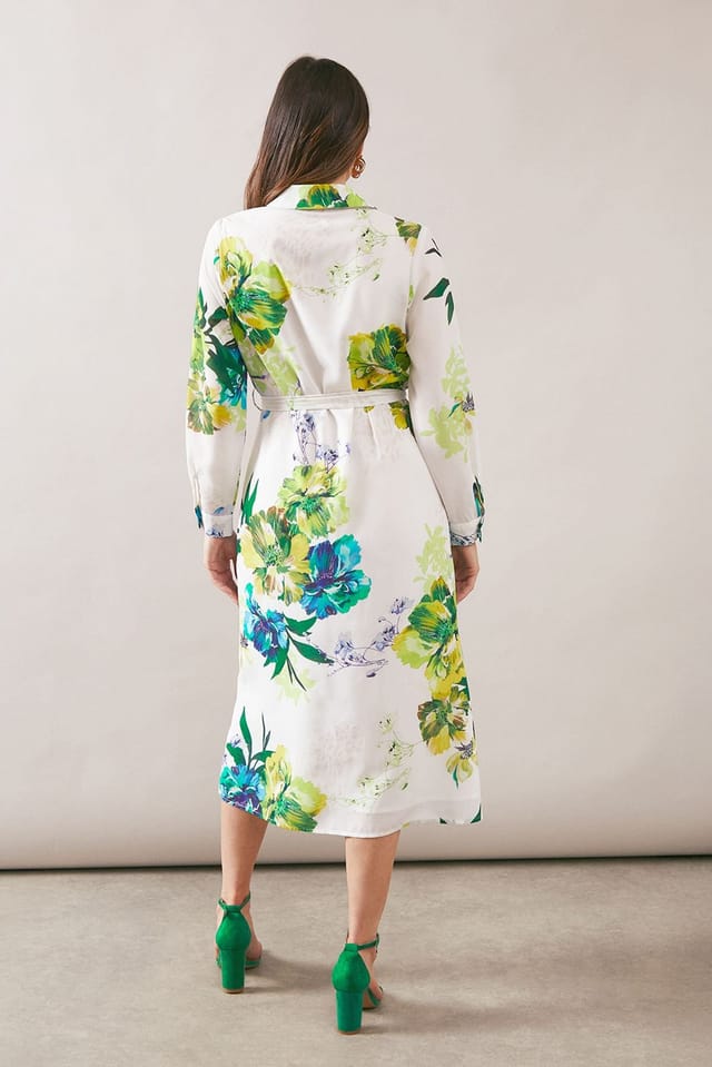Wallis Wallis Women's Premium Floral Belted Shirt Dress in Ivory - 3