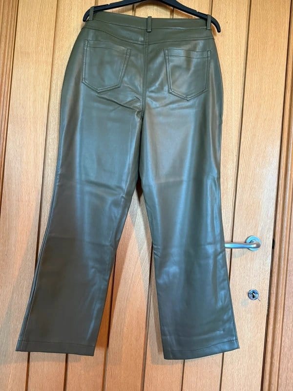 Never Fully Dressed Never fully dressed olive green vegan leather trousers - 1