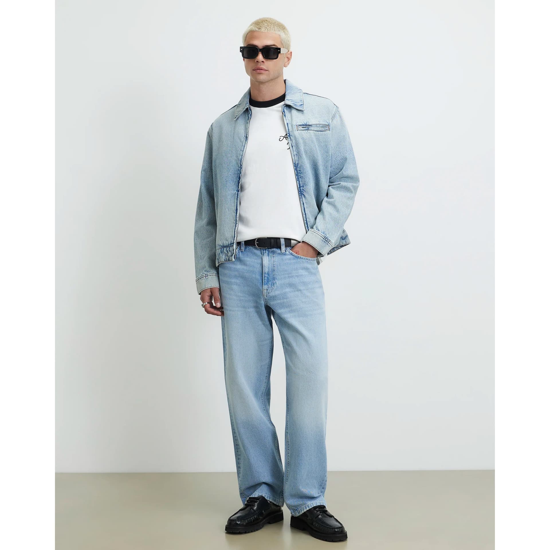 River Island Mens River Island Blue Loose Fit Washed Jeans