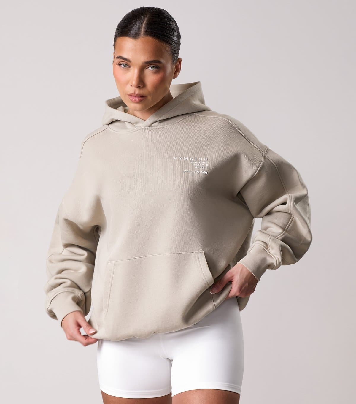 Gym King Women's Define Stone Logo Print Hoodie Gym King New Look