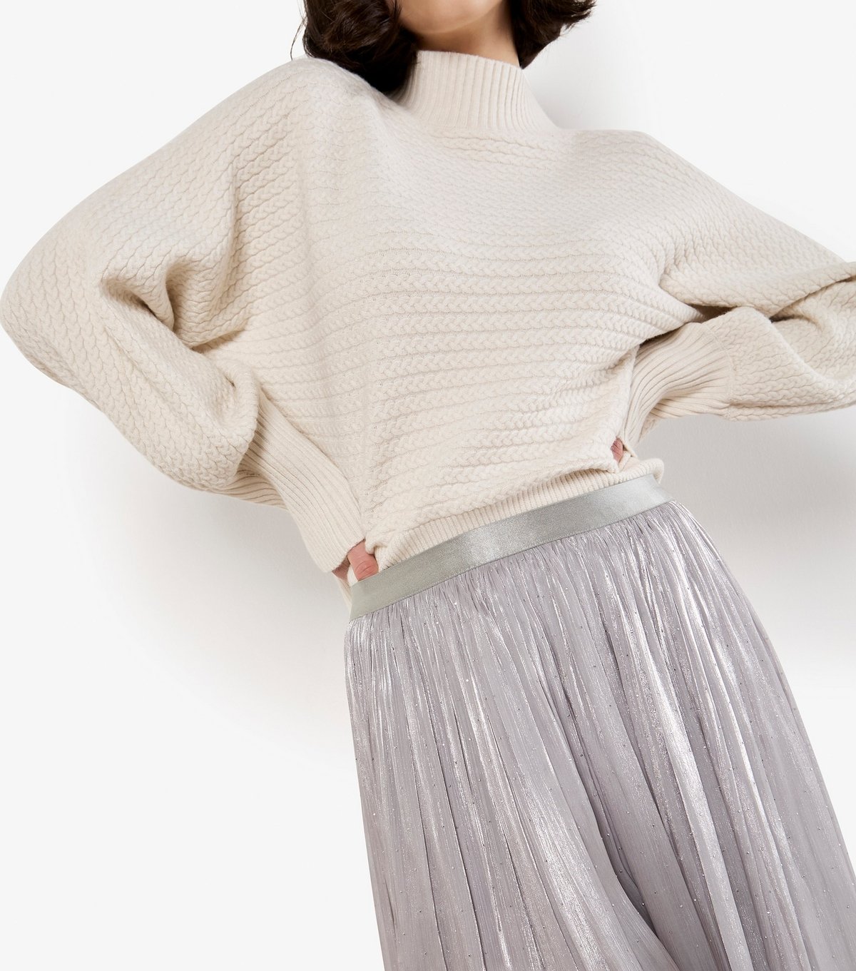 Apricot Women's Silver Shimmery Diamante Studded Midi Skirt Apricot New Look - 4