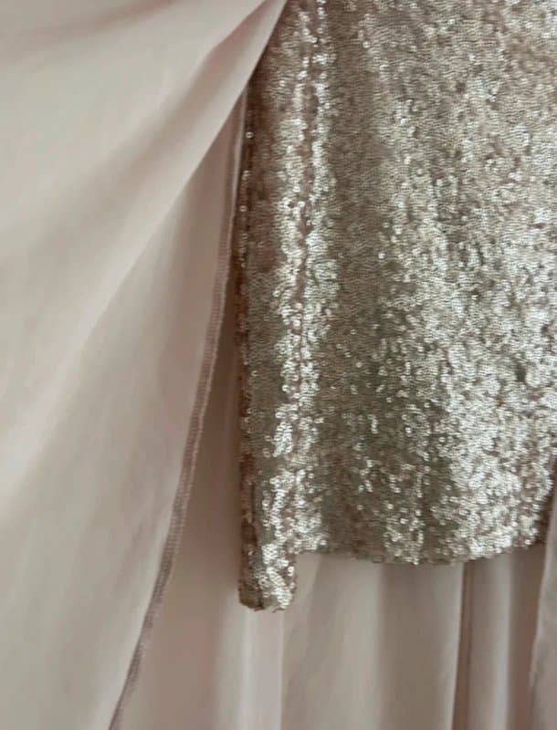 River Island 🩷 River Island Blush Pink Sequin Chiffon Maxi Skirt Fairy Prom Party UK 8 🩷