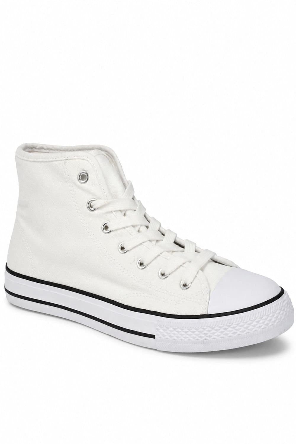 Spot On Spot On Men's Warm White High Top Canvas Trainers