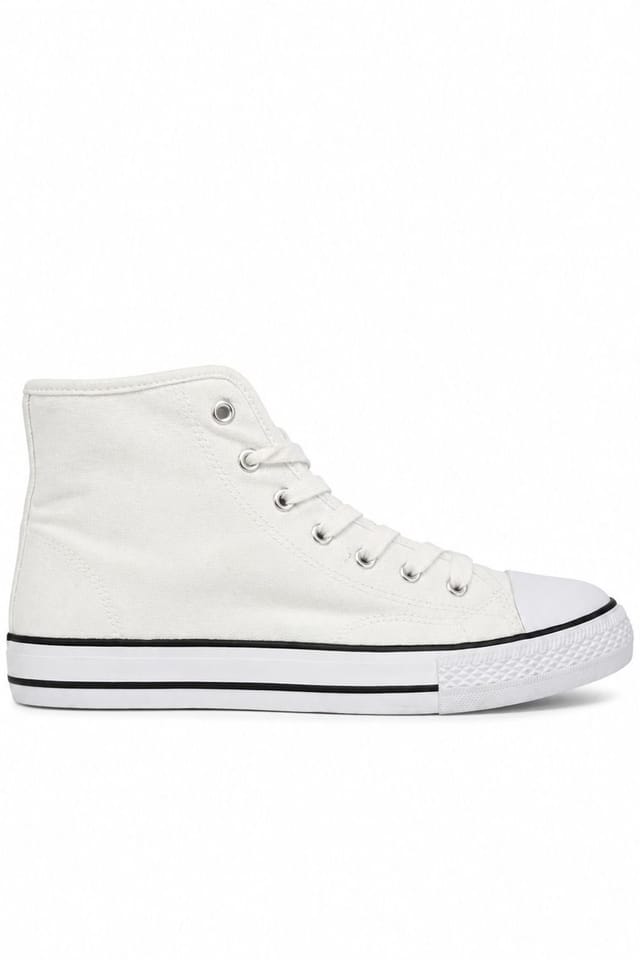 Spot On Spot On Men's High Top Canvas Lace Up Trainers in Warm White - 2
