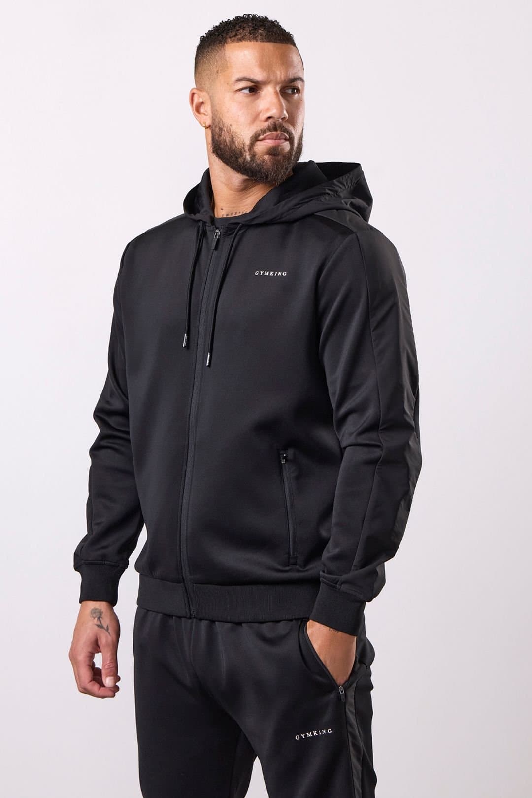 Gym King GYM KING Men's Core Plus Colour Block Hood Black/ Graphite in Black