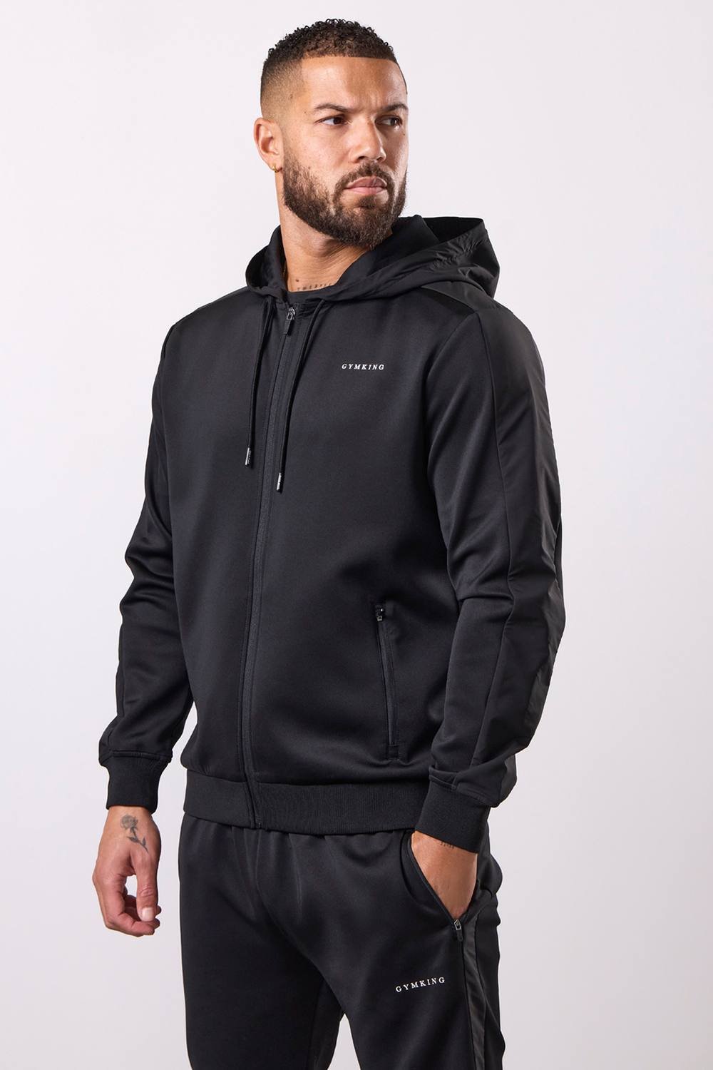 Gym King GYM KING Men's Core Plus Colour Block Hood Black/ Graphite in Black - 2