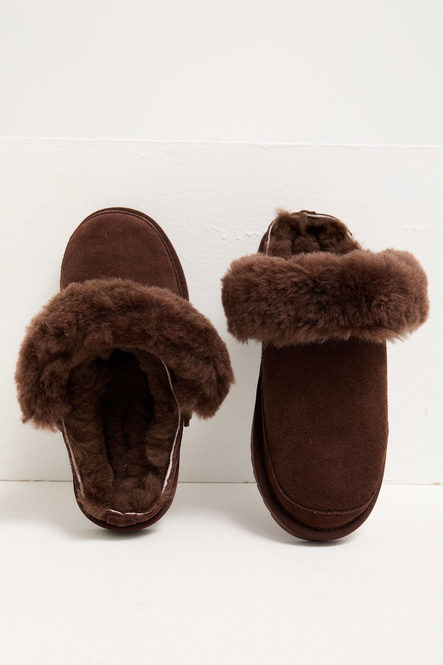 Pretty You London Pretty You London Women's Hallie Sheepskin Mule Slippers in Chocolate - 2