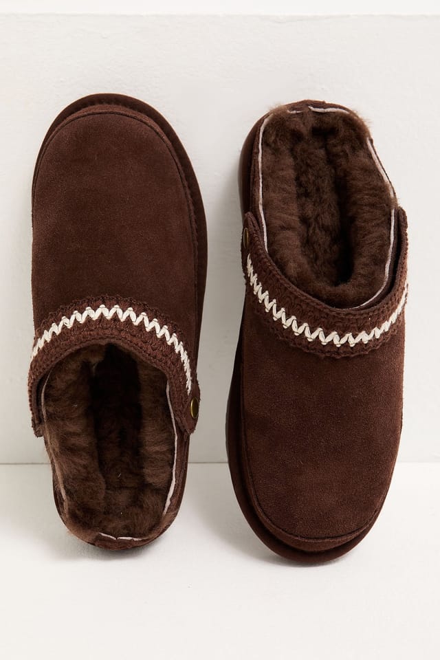 Pretty You London Pretty You London Women's Hallie Sheepskin Mule Slippers in Chocolate - 3