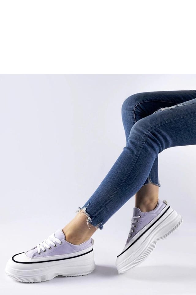 Love Lace Love Lace Women's Platform Sneakers Breathable Rubber Round Toe Laced Closure in Violet - 3