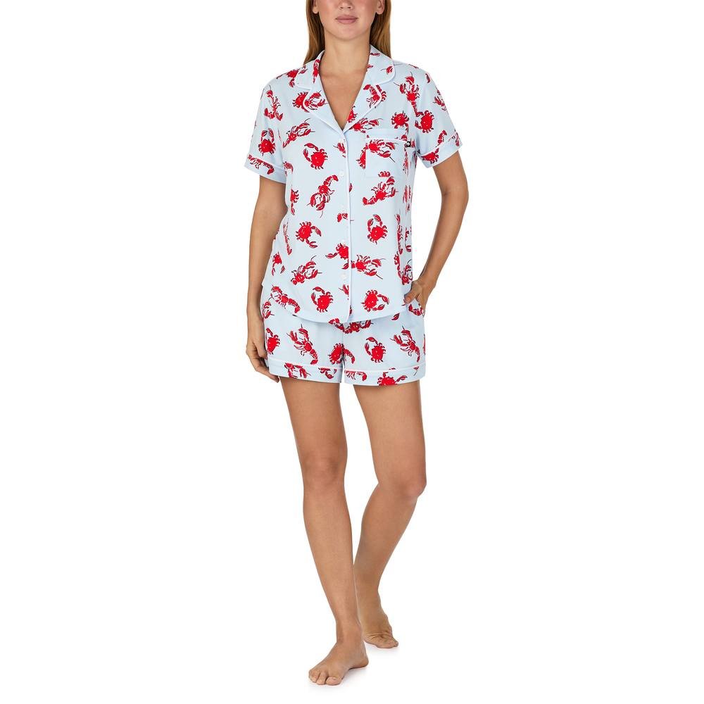 kate spade new york Kate Spade New York Women's KS new york short sleeve notch short pj set in crabs & lobster in Duck Egg Blue - 2