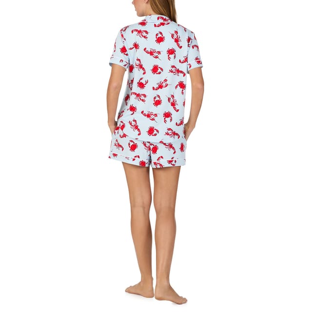 kate spade new york Kate Spade New York Women's KS new york short sleeve notch short pj set in crabs & lobster in Duck Egg Blue - 2