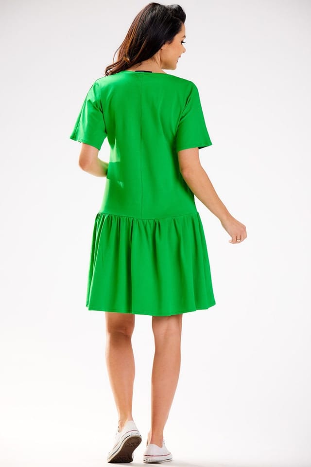 Love Lace Love Lace Women's Loose Short Sleeve Ruffle Hem Day Dress Style 181260 in Green - 3