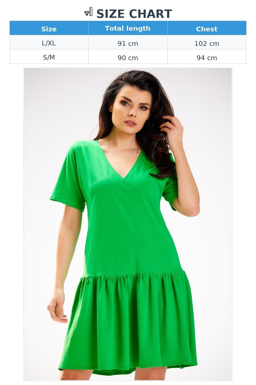 Love Lace Love Lace Women's Loose Short Sleeve Ruffle Hem Day Dress Style 181260 in Green - 4