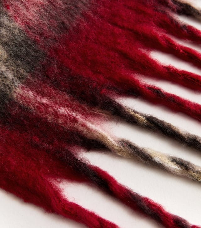 New Look Red Heritage Check Knitted Fringe Scarf New Look - 3