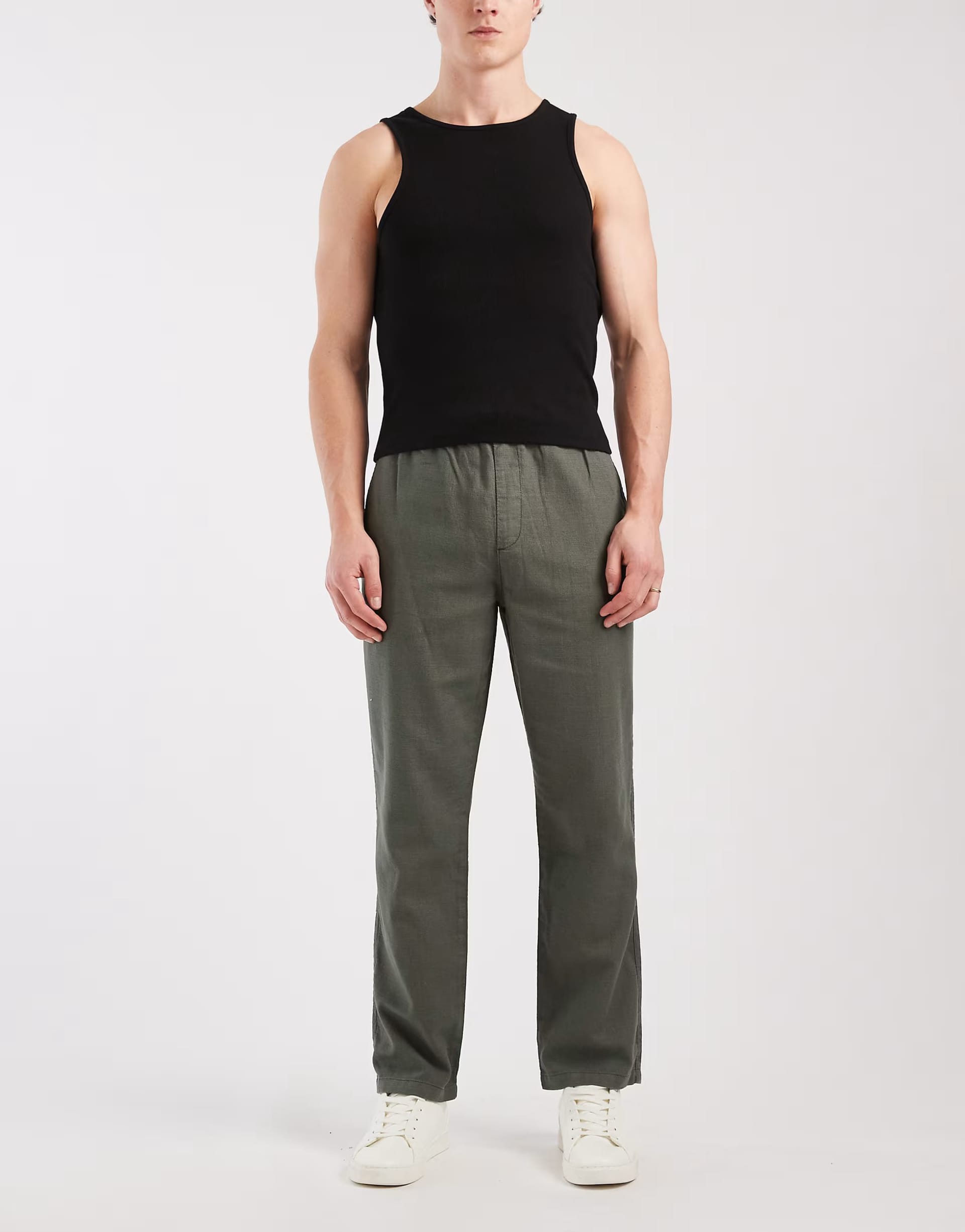 ASOS Redefined Rebel Gus Comfort Fit Trousers in Dark Green