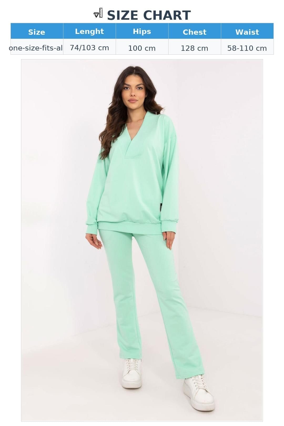 Love Lace Love Lace Women's Minimalist Wrap Neck Blouse & Wide Pant Set in Mint - 4
