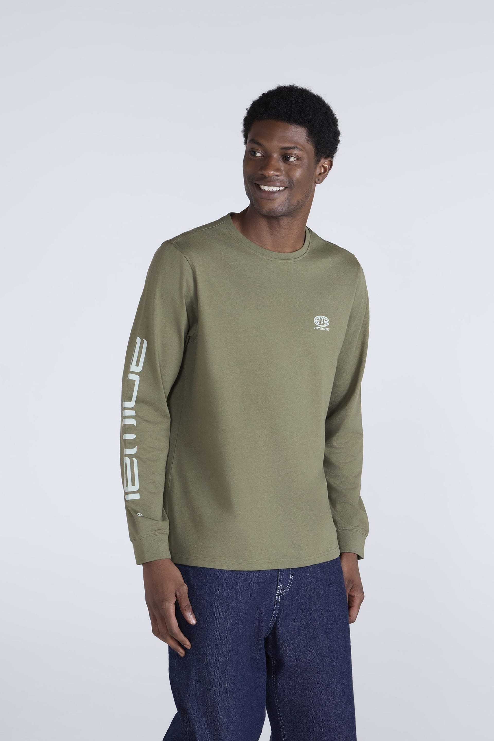 Animal Men's Khaki Cotton Long Sleeve T-Shirt