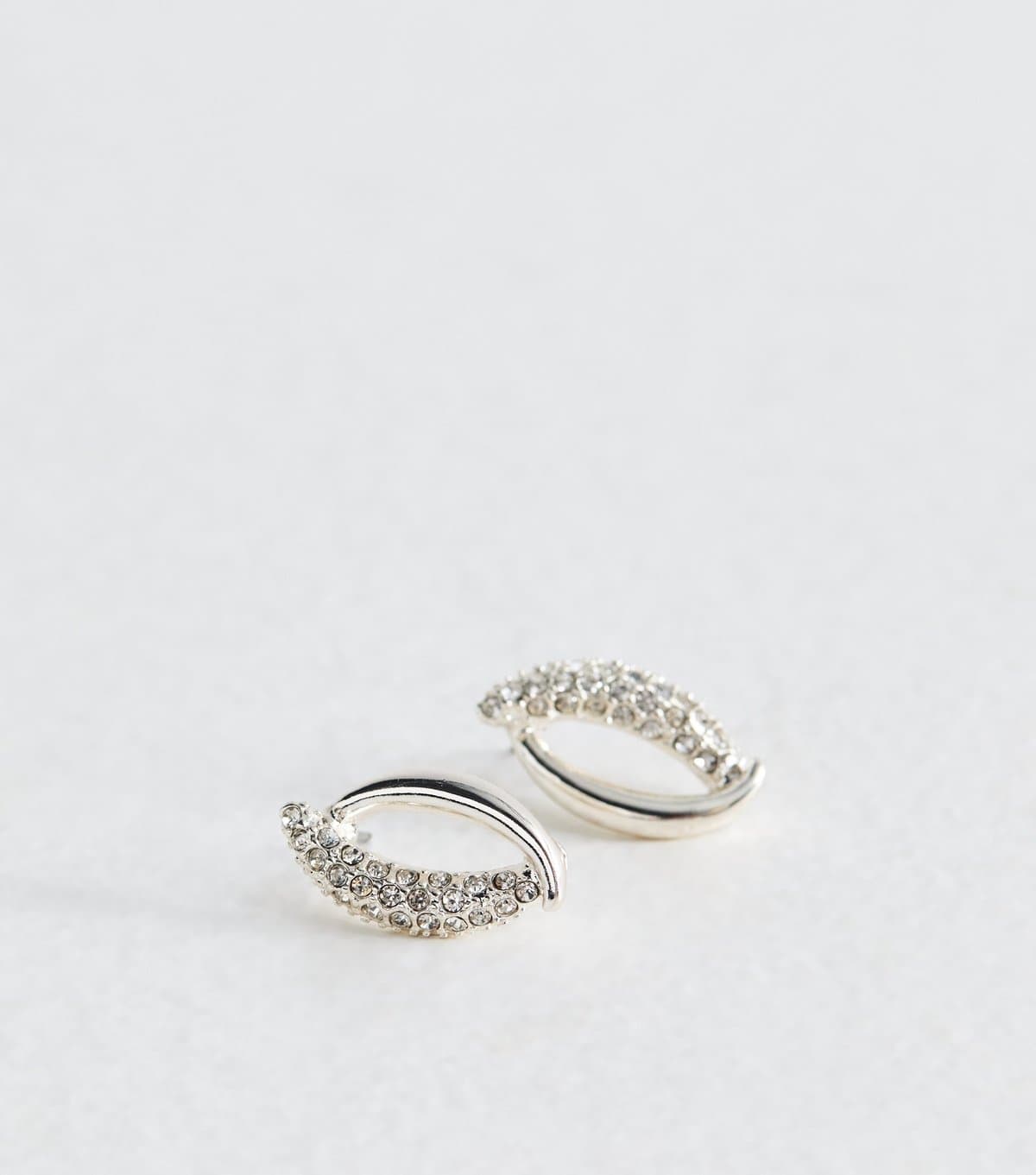 New Look Silver Tone Diamant?� Open Oval Stud Earrings New Look