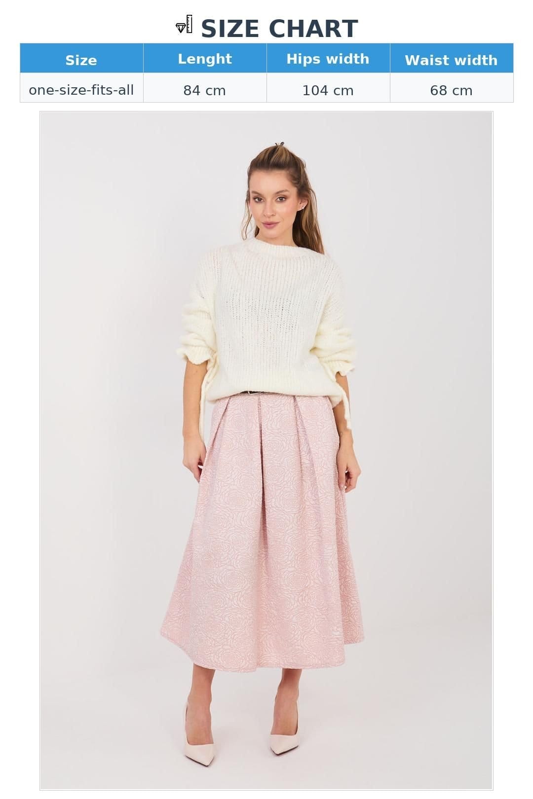 Love Lace Love Lace Women's Elegant Flared Midi Skirt with Pockets in Pink - 4