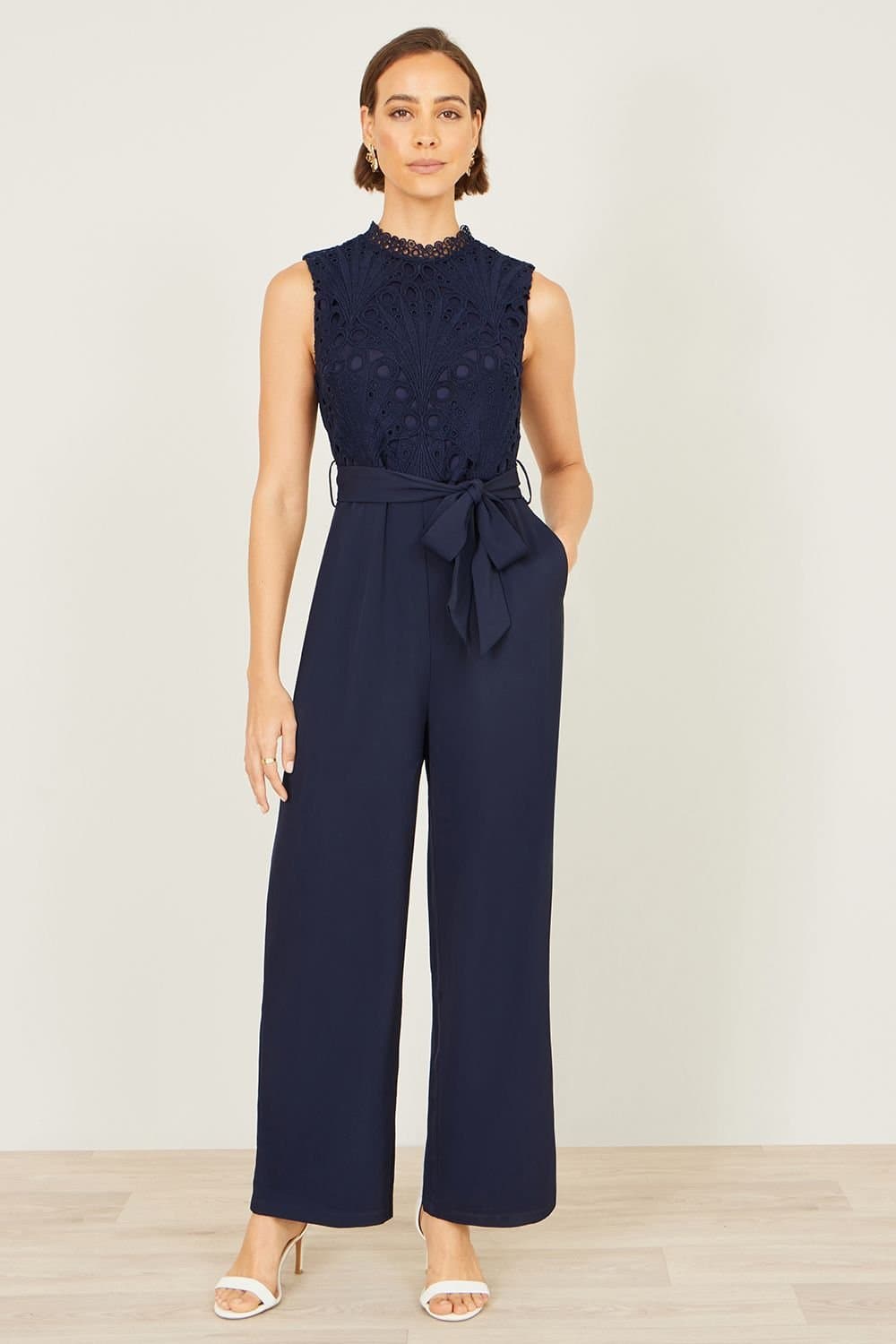 Yumi Yumi Women's Navy Lace Sleeveless Jumpsuit