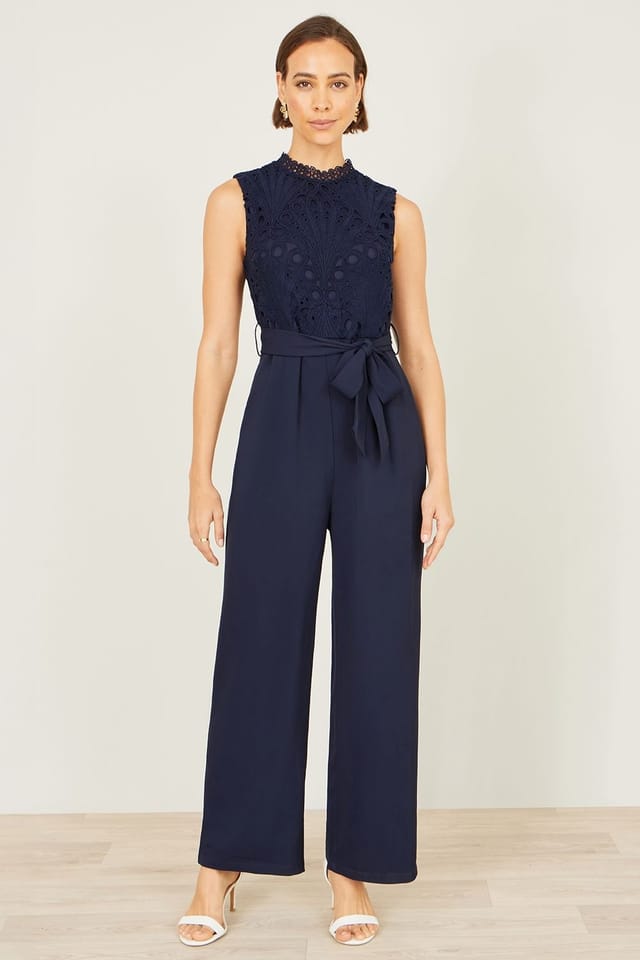 Yumi Yumi Women's Navy Lace Sleeveless Jumpsuit - 2