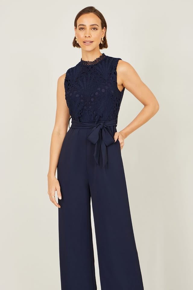 Yumi Yumi Women's Navy Lace Sleeveless Jumpsuit - 3