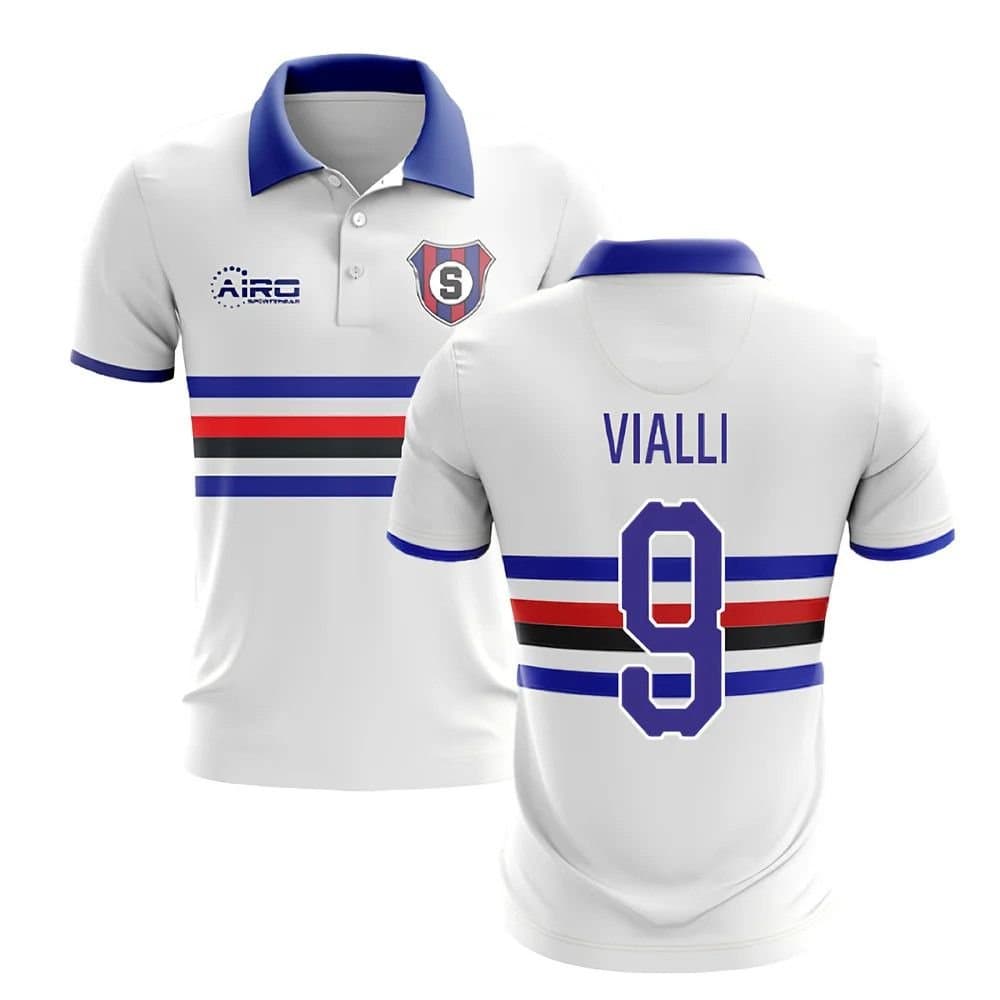 Sampdoria Sampdoria Men's 2025 - 2026 Away Concept Football Shirt - Vialli 9 in White