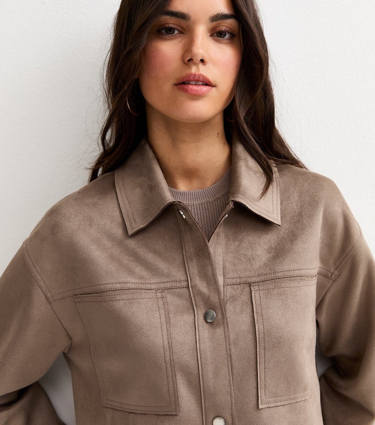 Women's Mink Faux Suede Boxy Shacket New Look