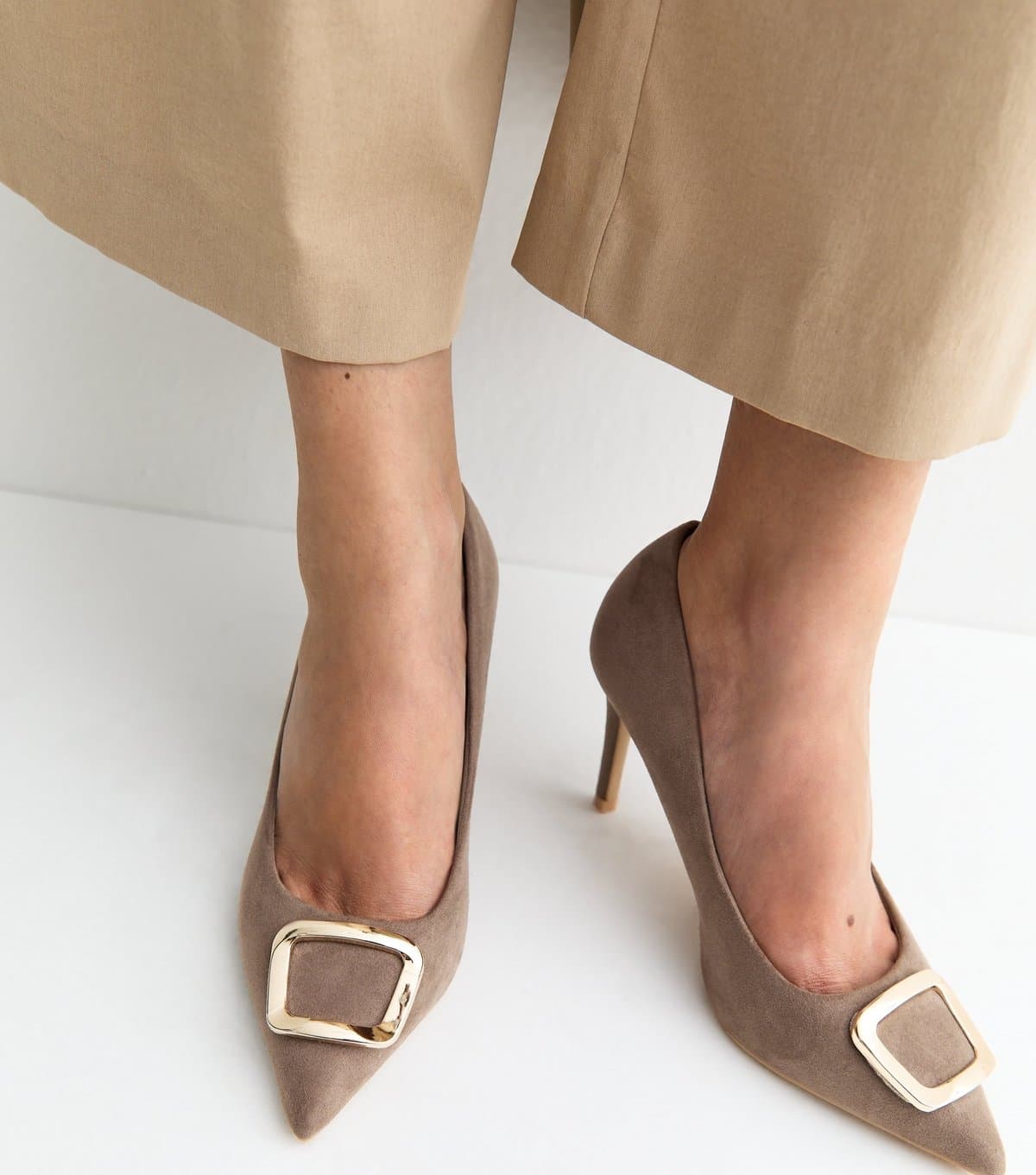 New Look New Look Light Brown Faux Suede Buckle Court Shoes
