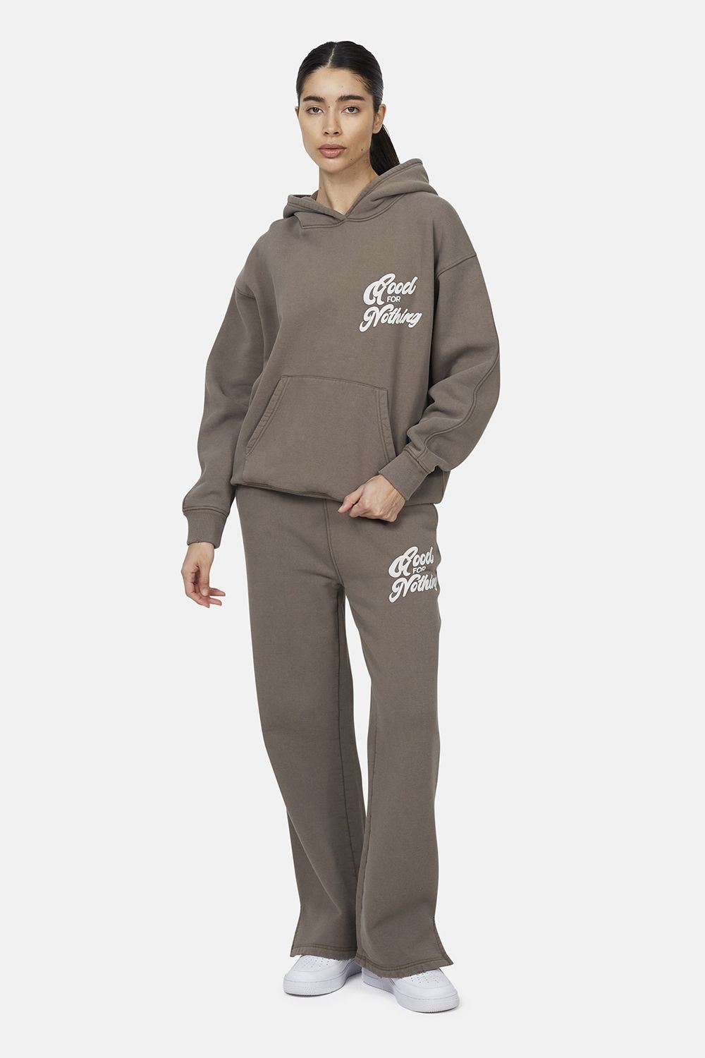 Good For Nothing Good For Nothing Women's Relaxed Hoodie in Taupe - 1