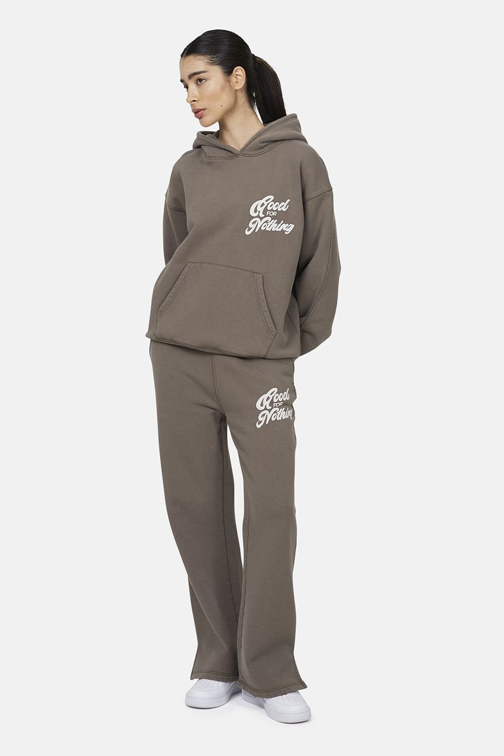 Good For Nothing Good For Nothing Women's Relaxed Hoodie in Taupe - 2
