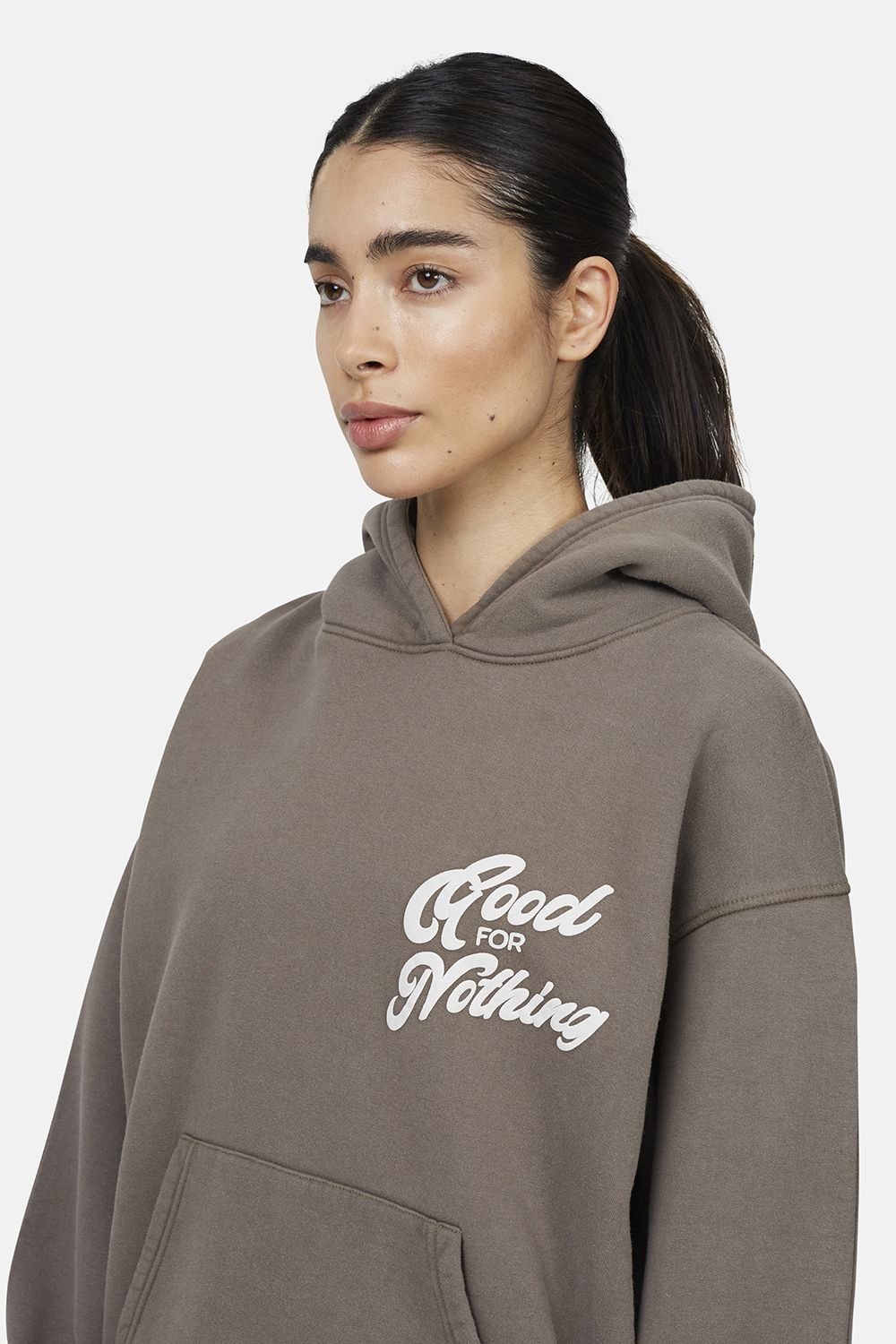 Good For Nothing Good For Nothing Women's Relaxed Hoodie in Taupe - 3