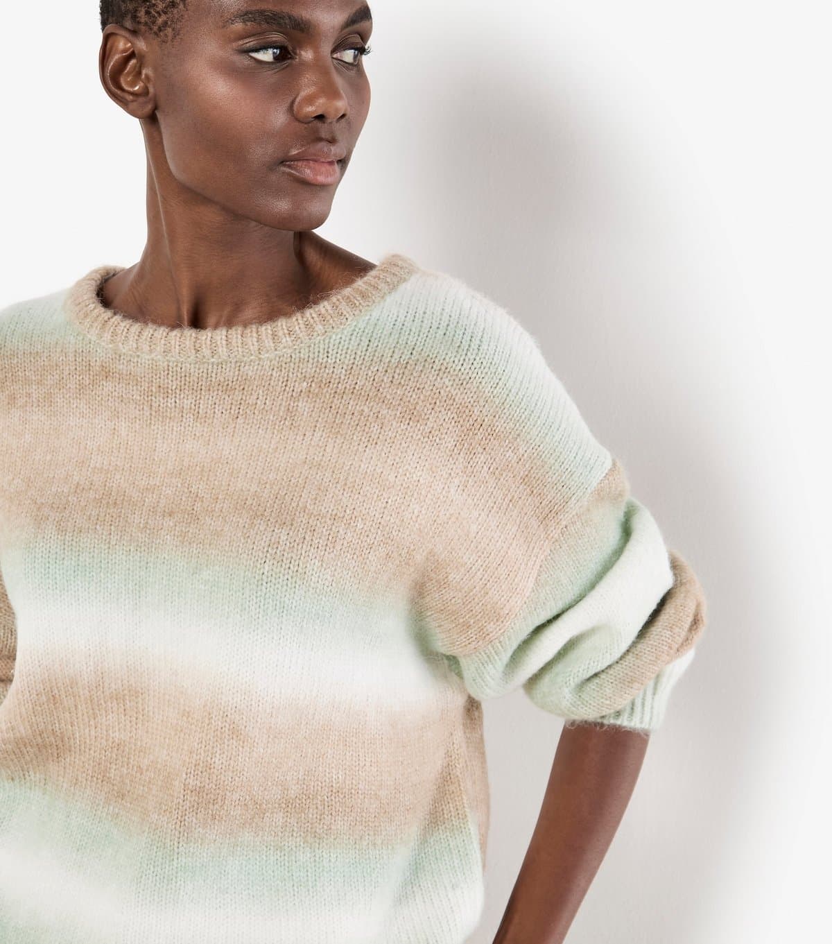 Apricot Women's Light Green Space Dye Stripe Jumper Apricot New Look