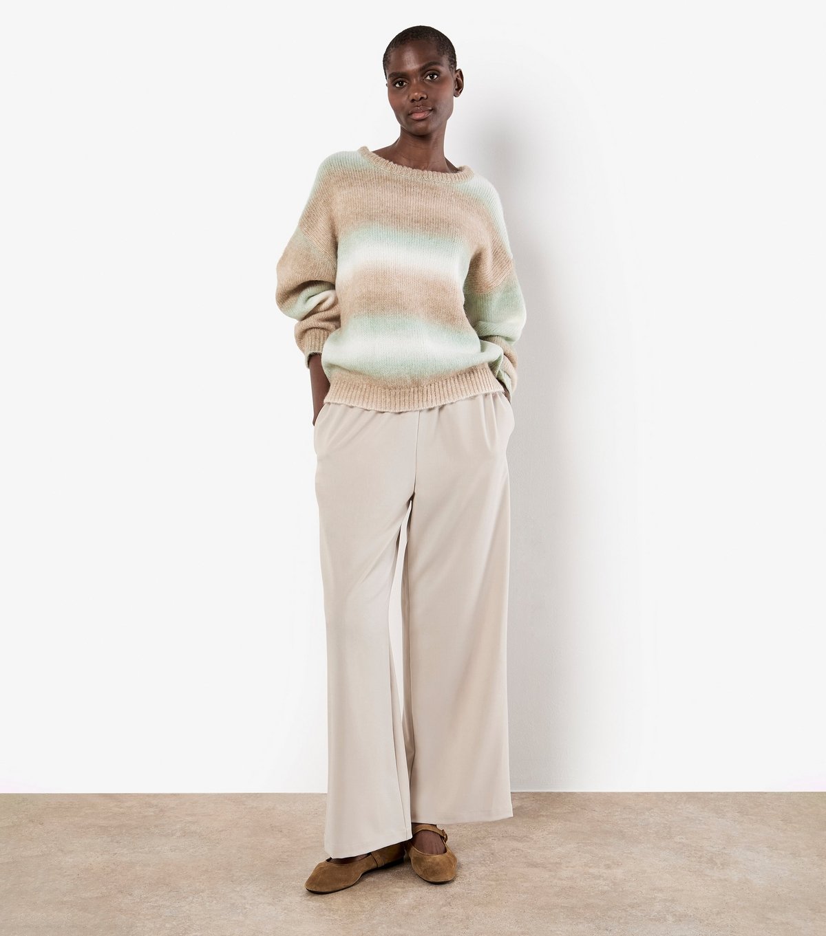 Apricot Women's Light Green Space Dye Stripe Jumper Apricot New Look - 2