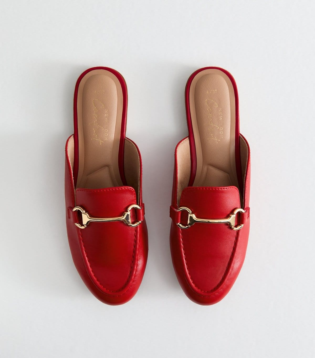 New Look Women's Red Faux Leather Snaffle Detail Backless Loafers New Look - 1