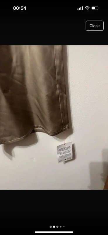 ASOS Design champagne beige neutral satin silky wide leg pockets elegant trousers size 10