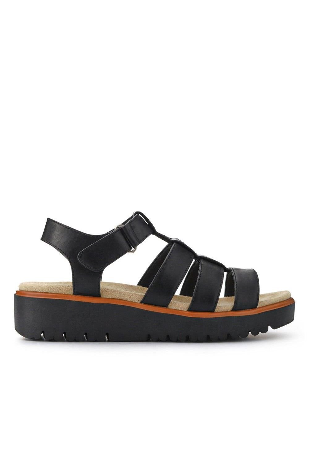 Pavers Pavers Women's Wide Fit Strappy Sandals in Black - 2