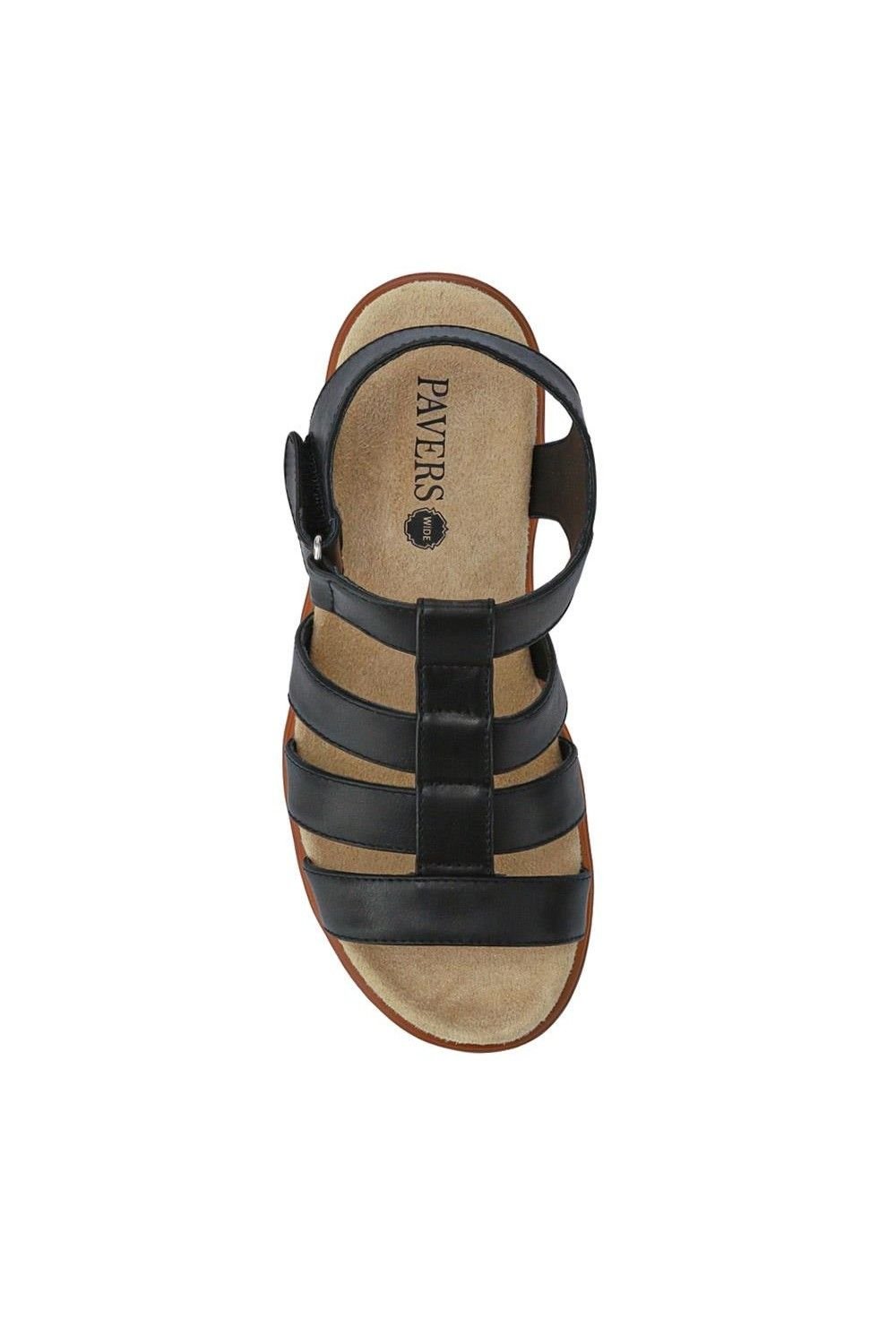 Pavers Pavers Women's Wide Fit Strappy Sandals in Black - 4
