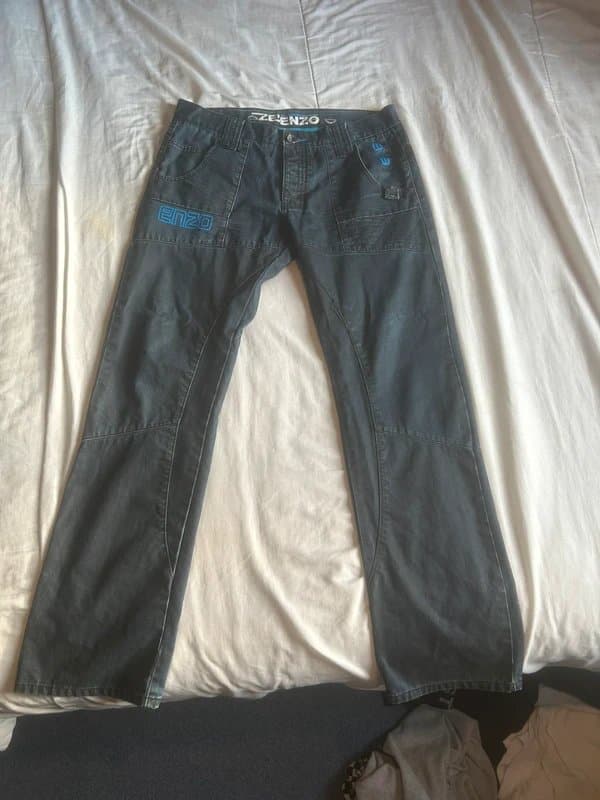 Enzo Enzo Men’s Dark Blue/Black Wash Jeans – 34L | Unique Design