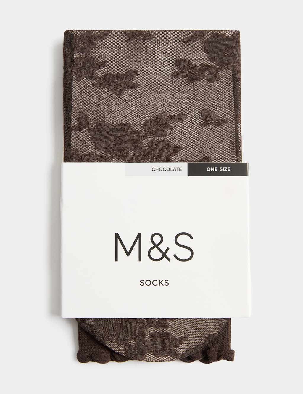 Marks & Spencer M&S Floral Lace Ankle High Socks Chocolate