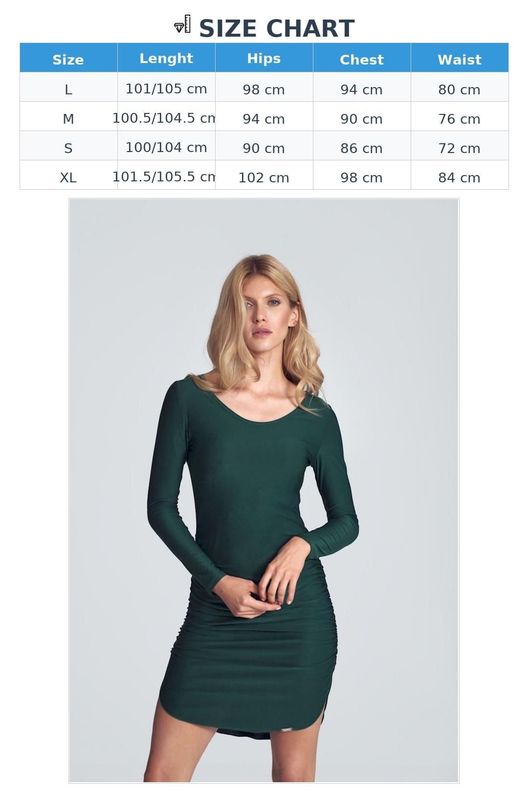 Love Lace Love Lace Women's Long Sleeve Fitted Midi Dress With Pleated Hips in Green - 4
