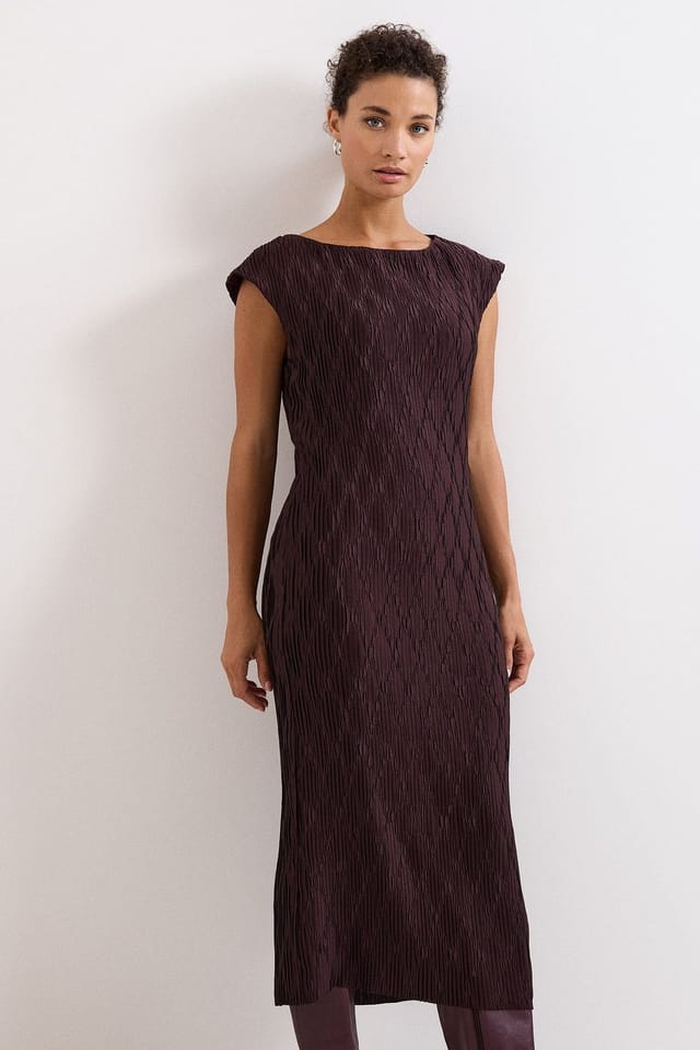 Phase Eight Phase Eight Women's Textured Midi Dress in Chocolate - 2
