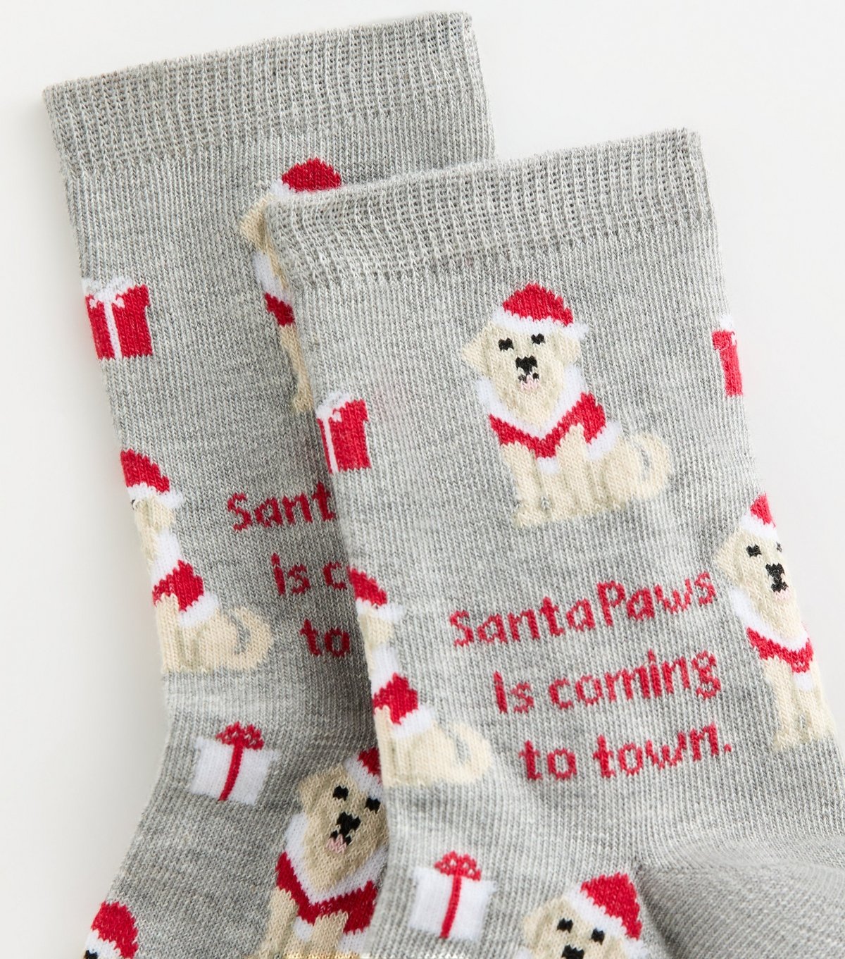 New Look Grey Christmas Santa Paws Is Coming To Town Socks New Look - 2