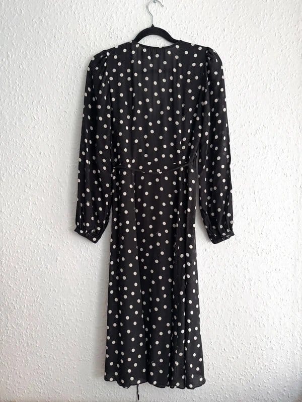 Reformation Women’s Réalisation Par Black White Polka Dot 100% Silk Wrap Midi Dress - 1