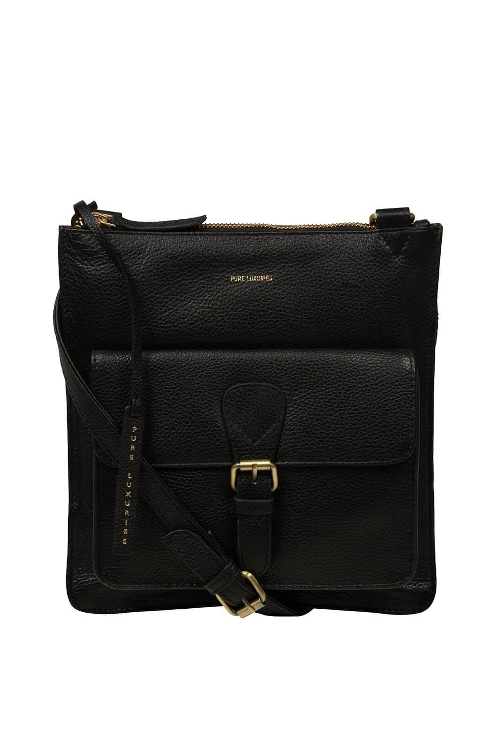 Pure Luxuries London Pure Luxuries London Black Leather Cross Body Bag