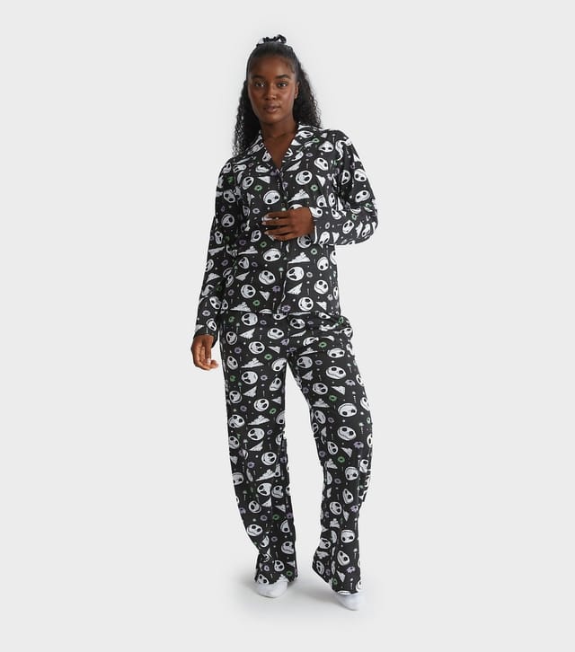 Skinnydip Women's Black Jack Skellington Print Shirt and Trousers Pyjama Set Skinnydip New Look - 2
