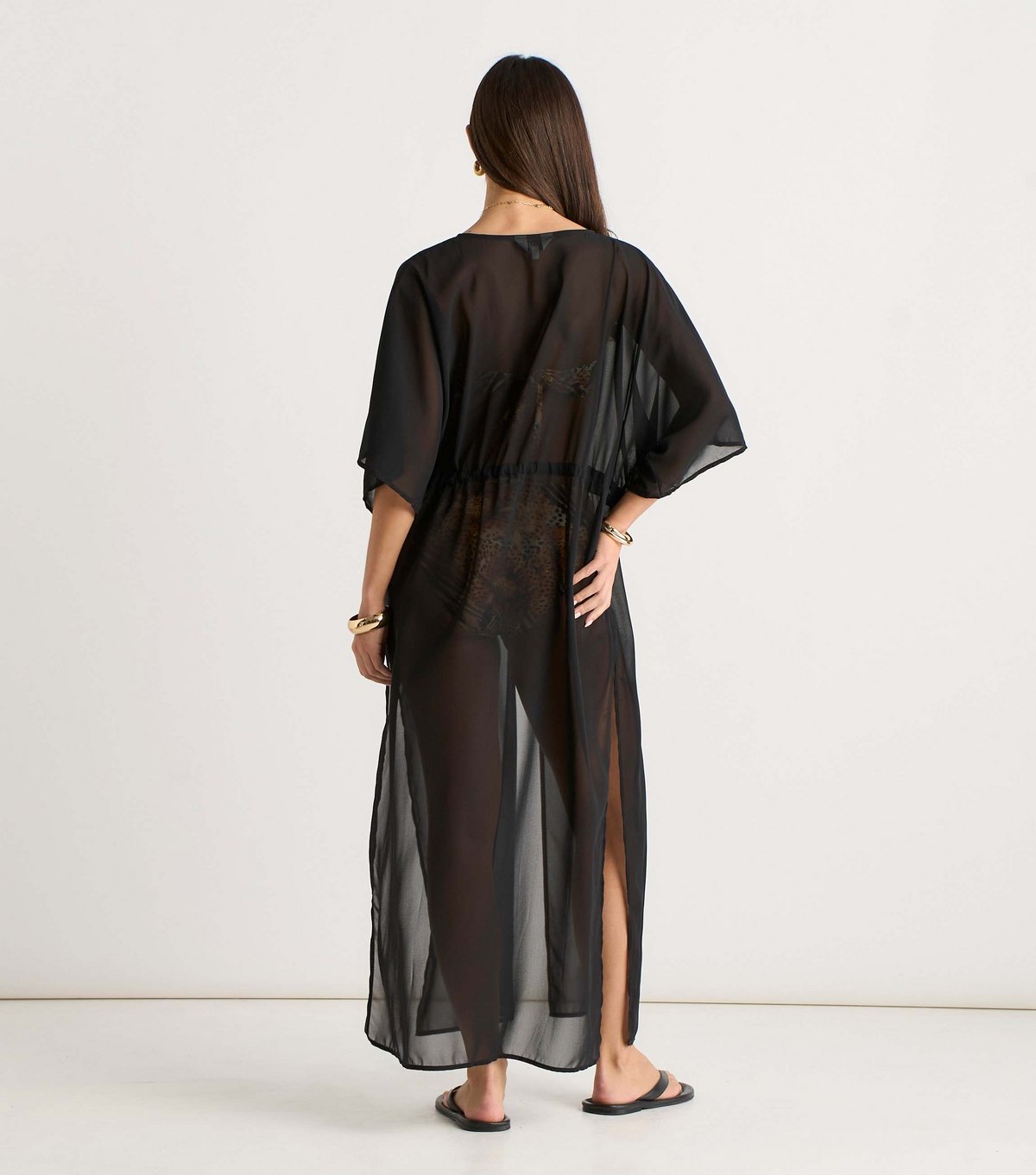 Gini London Women's Black Flowy Open Front Kimono Gini London New Look - 4